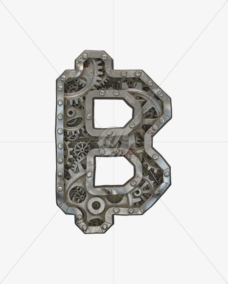 bitcoin from Clockwork Gear alphabet on Yellow Images Creative Fonts - S50590