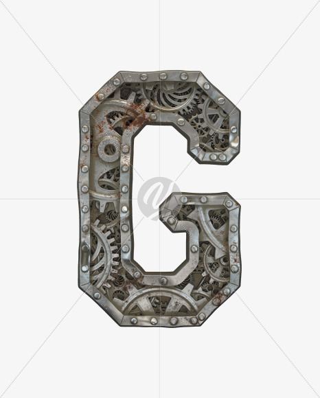 Letter G from Clockwork Gear alphabet on Yellow Images Creative Fonts - S50547