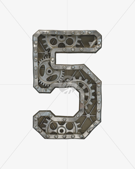 5 from Steampunk Gear alphabet on Yellow Images Creative Fonts - S50637