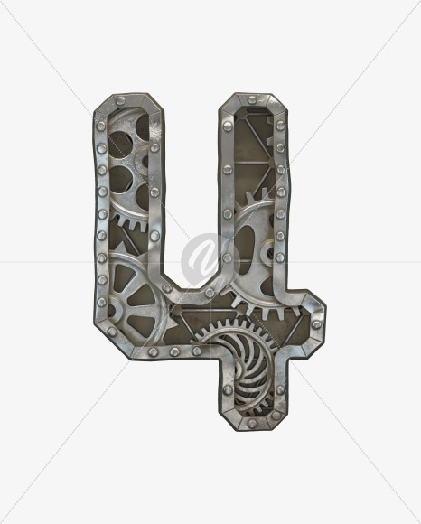 4 from Steampunk Gear alphabet on Yellow Images Creative Fonts - S50636