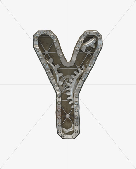 Letter Y from Steampunk Gear alphabet on Yellow Images Creative Fonts - S50631