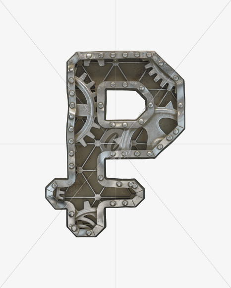 rubl from Steampunk Gear alphabet on Yellow Images Creative Fonts - S50659