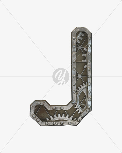 Letter J from Steampunk Gear alphabet on Yellow Images Creative Fonts - S50616