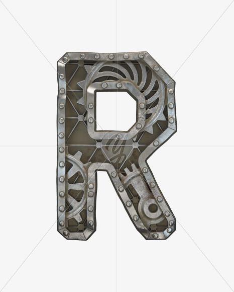 Letter R from Steampunk Gear alphabet on Yellow Images Creative Fonts - S50624