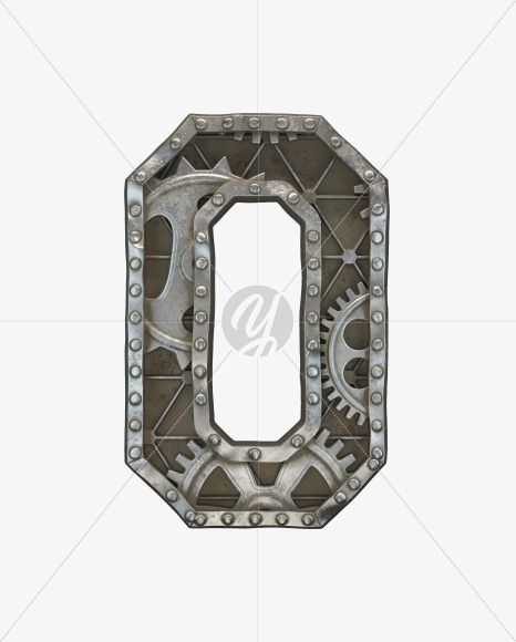 0 from Steampunk Gear alphabet on Yellow Images Creative Fonts - S50642