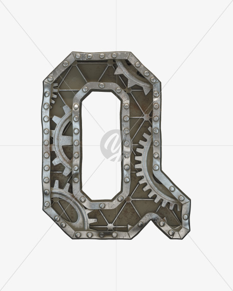 Letter Q from Steampunk Gear alphabet on Yellow Images Creative Fonts - S50623