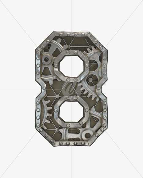 8 from Steampunk Gear alphabet on Yellow Images Creative Fonts - S50640