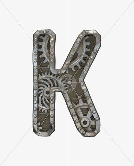 Letter K from Steampunk Gear alphabet on Yellow Images Creative Fonts - S50617