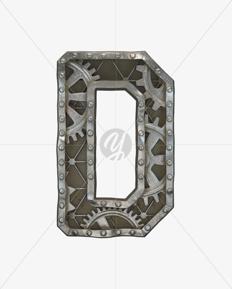 Letter D from Steampunk Gear alphabet on Yellow Images Creative Fonts - S50610