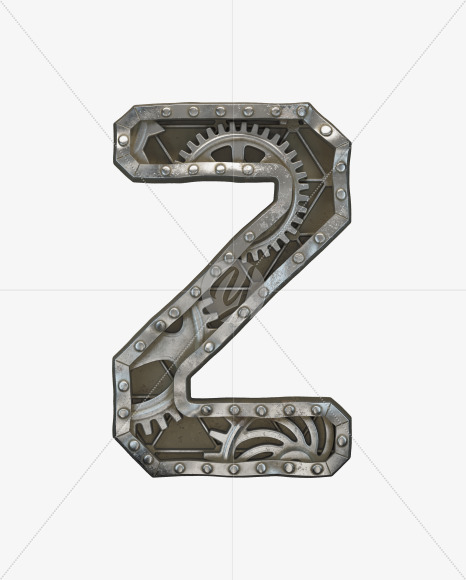 Letter Z from Steampunk Gear alphabet on Yellow Images Creative Fonts - S50632