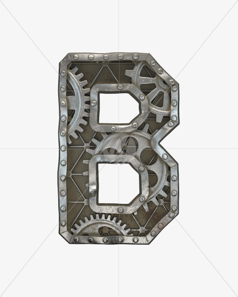 Letter B from Steampunk Gear alphabet on Yellow Images Creative Fonts - S50608