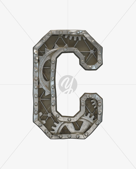 Letter C from Steampunk Gear alphabet on Yellow Images Creative Fonts - S50609