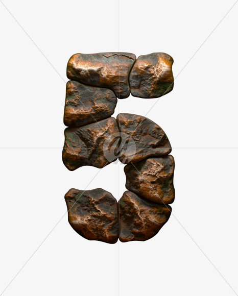 5 from Copper Stone alphabet on Yellow Images Creative Fonts - S50975