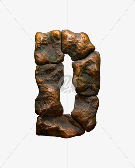 Letter D from Copper Stone alphabet on Yellow Images Creative Fonts - S50948