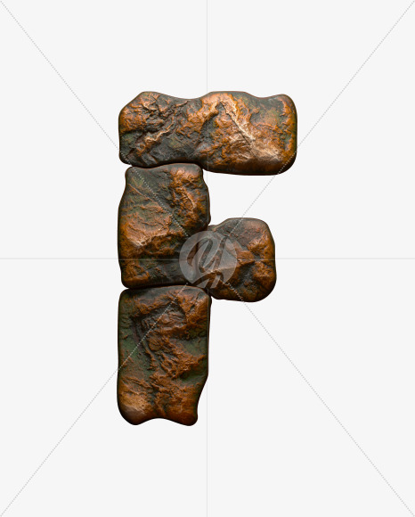 Letter F from Copper Stone alphabet on Yellow Images Creative Fonts - S50950