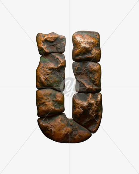 Letter U from Copper Stone alphabet on Yellow Images Creative Fonts - S50965