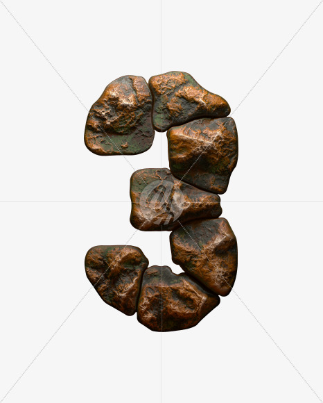 3 from Copper Stone alphabet on Yellow Images Creative Fonts - S50973