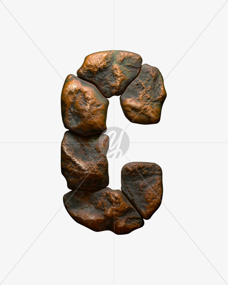 Letter C from Copper Stone alphabet on Yellow Images Creative Fonts - S50947