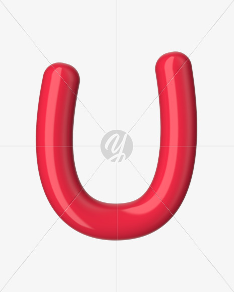 Letter U from Glossy Colored Plastic Font on Yellow Images Creative Fonts - S51030