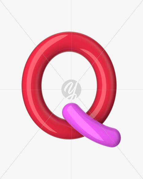 Letter Q from Glossy Colored Plastic Font on Yellow Images Creative Fonts - S51026