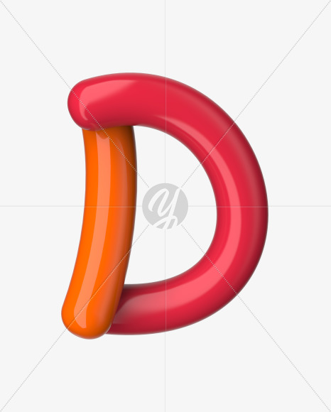 Letter D from Glossy Colored Plastic Font on Yellow Images Creative Fonts - S51013