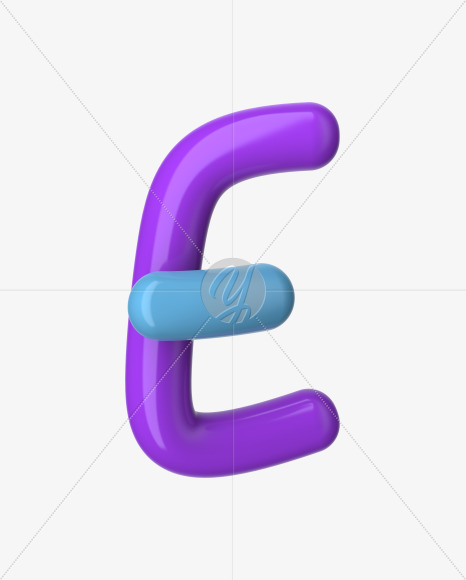 Letter E from Glossy Colored Plastic Font on Yellow Images Creative Fonts - S51014