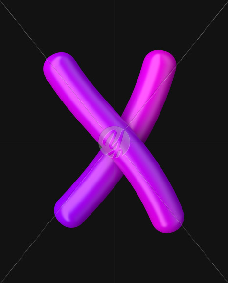 Letter X from Neon Color Plastic Font on Yellow Images Creative Fonts - S51073