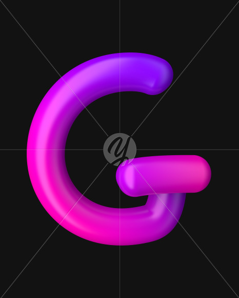 Letter G from Neon Color Plastic Font on Yellow Images Creative Fonts - S51056