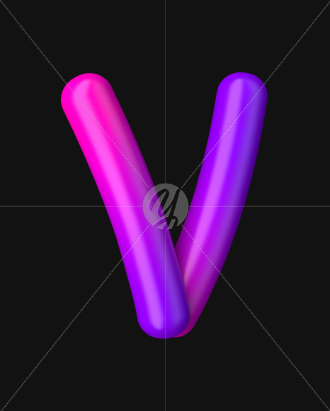 Letter V from Neon Color Plastic Font on Yellow Images Creative Fonts - S51071