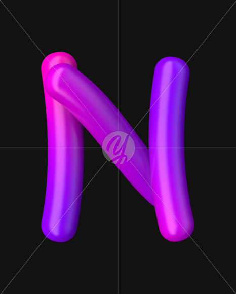 Letter N from Neon Color Plastic Font on Yellow Images Creative Fonts - S51063