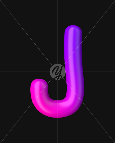 Letter J from Neon Color Plastic Font on Yellow Images Creative Fonts - S51059