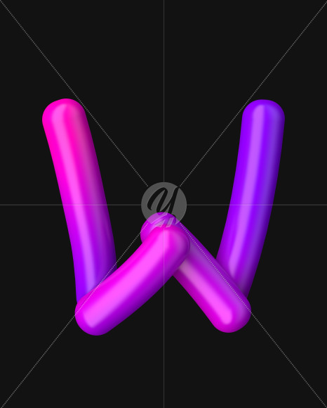 Letter W from Neon Color Plastic Font on Yellow Images Creative Fonts - S51072