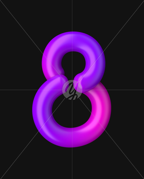 8 from Neon Color Plastic Font on Yellow Images Creative Fonts - S51083