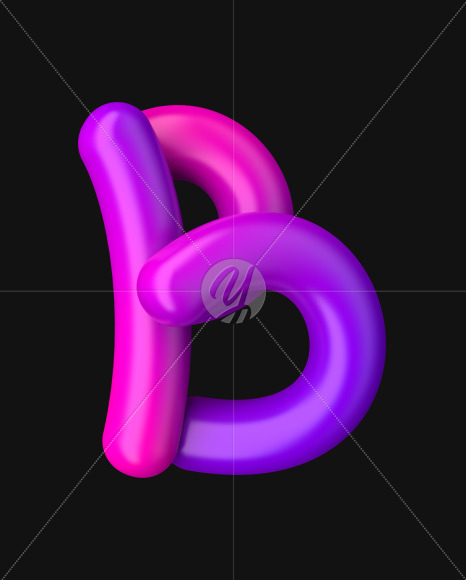 Letter B from Neon Color Plastic Font on Yellow Images Creative Fonts - S51051