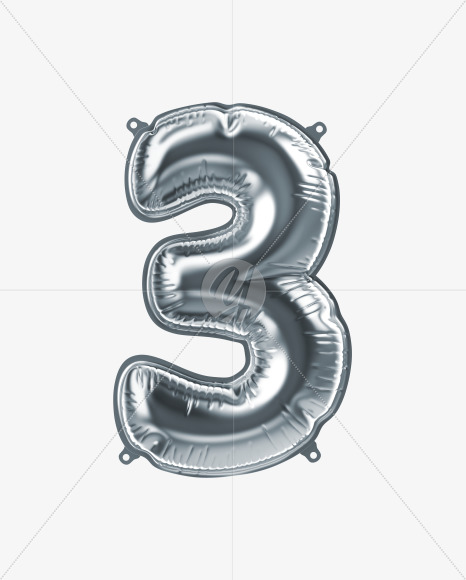 3 from Silver Foil Balloons Font on Yellow Images Creative Fonts - S51138