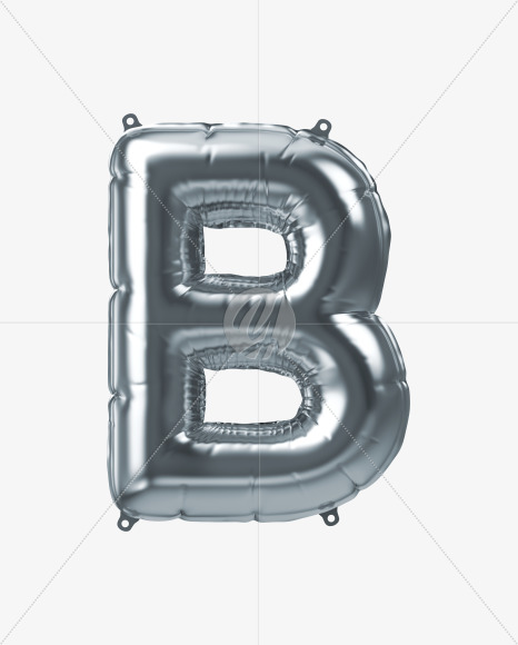 Letter B from Silver Foil Balloons Font on Yellow Images Creative Fonts - S51146