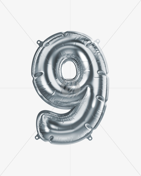 9 from Silver Foil Balloons Font on Yellow Images Creative Fonts - S51144