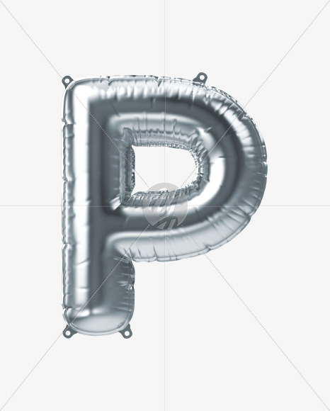 Letter P from Silver Foil Balloons Font on Yellow Images Creative Fonts - S51159