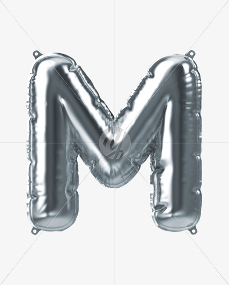 Letter M from Silver Foil Balloons Font on Yellow Images Creative Fonts - S51156