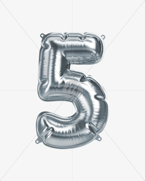 5 from Silver Foil Balloons Font on Yellow Images Creative Fonts - S51140