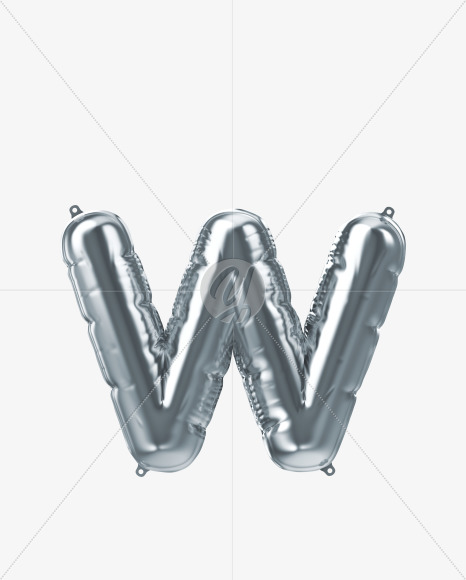 Letter W from Silver Foil Balloons Font on Yellow Images Creative Fonts - S51166