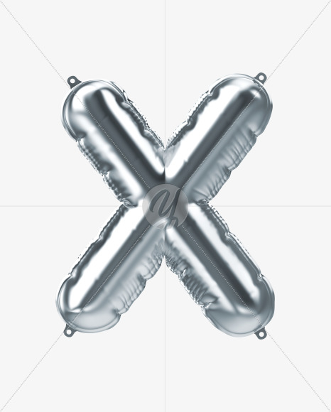 Letter X from Silver Foil Balloons Font on Yellow Images Creative Fonts - S51167