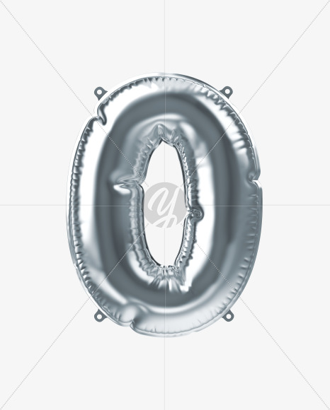 0 from Silver Foil Balloons Font on Yellow Images Creative Fonts - S51135