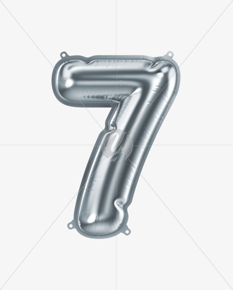 7 from Silver Foil Balloons Font on Yellow Images Creative Fonts - S51142