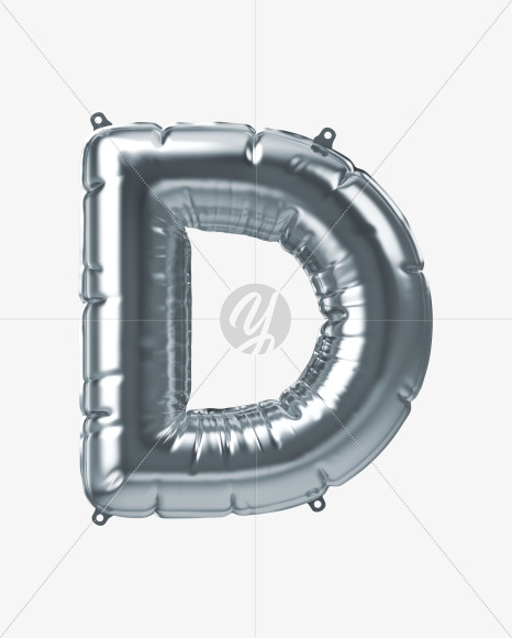 Letter D from Silver Foil Balloons Font on Yellow Images Creative Fonts - S51147