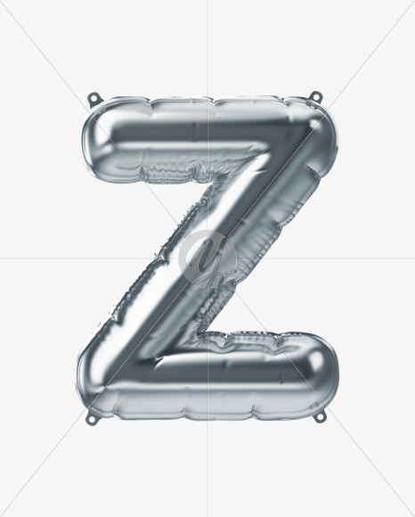 Letter Z from Silver Foil Balloons Font on Yellow Images Creative Fonts - S51169