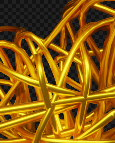 Letter C from Bended Golden Wire Font Set. on Yellow Images Creative Fonts - S51284