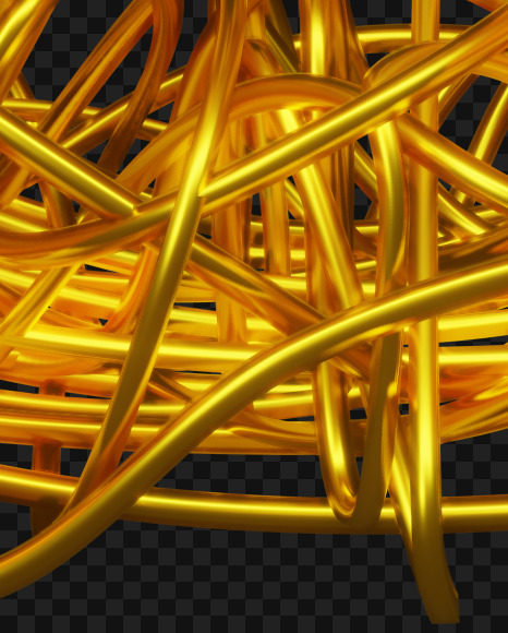 Letter O from Bended Golden Wire Font Set. on Yellow Images Creative Fonts - S51296