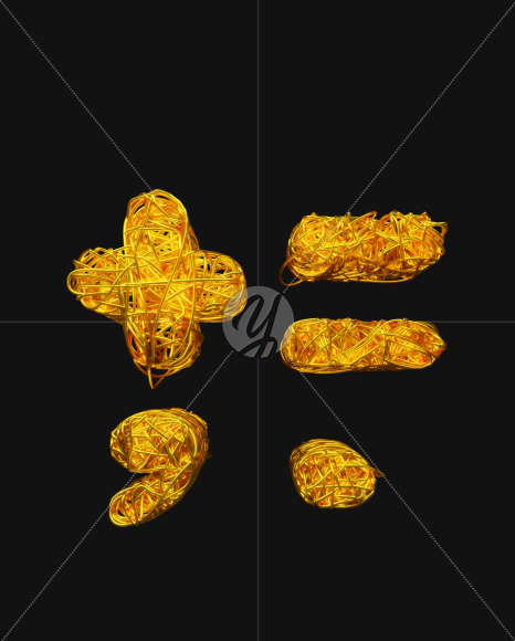 symbols from Bended Golden Wire Font Set. on Yellow Images Creative Fonts - S51310