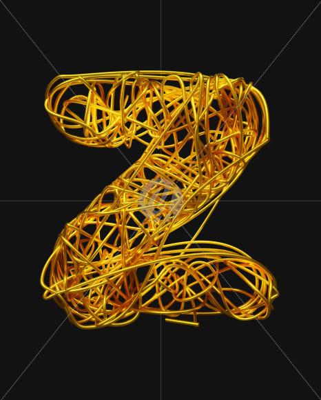 Letter Z from Bended Golden Wire Font Set. on Yellow Images Creative Fonts - S51301